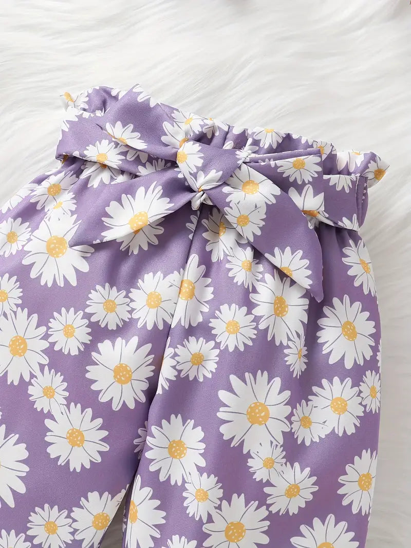 Baby Purple Ruffle Bodysuit And Pants Set