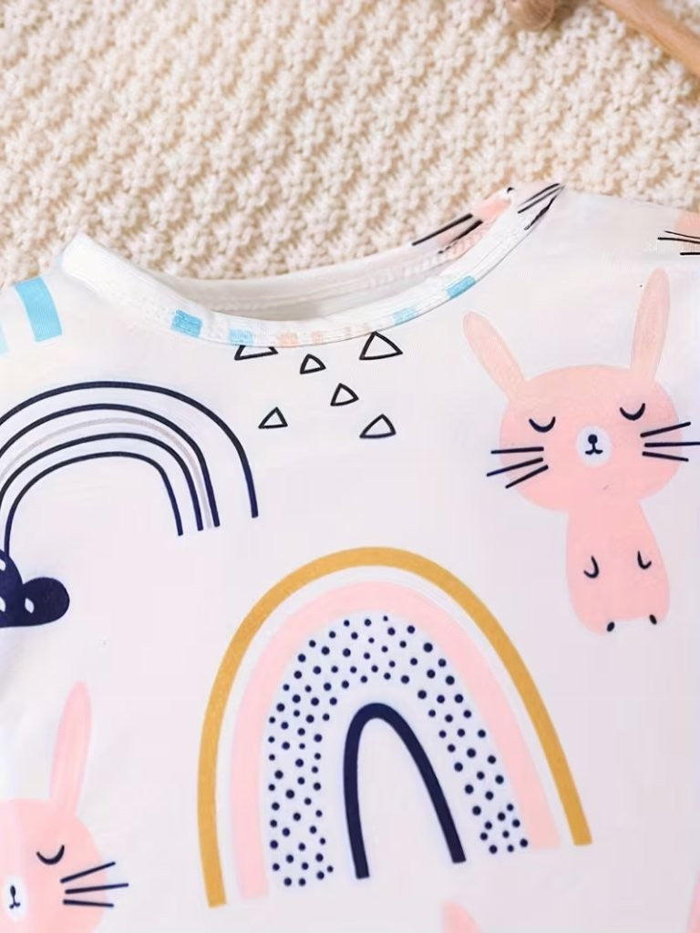 Baby Pink Cartoon Character Jumpsuit