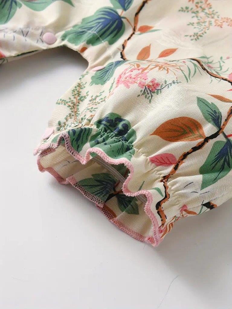 Baby Forest Print Romper With Headband Set