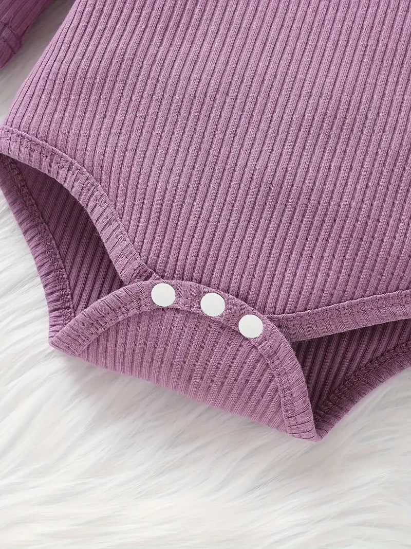Baby Purple Ruffle Bodysuit And Pants Set