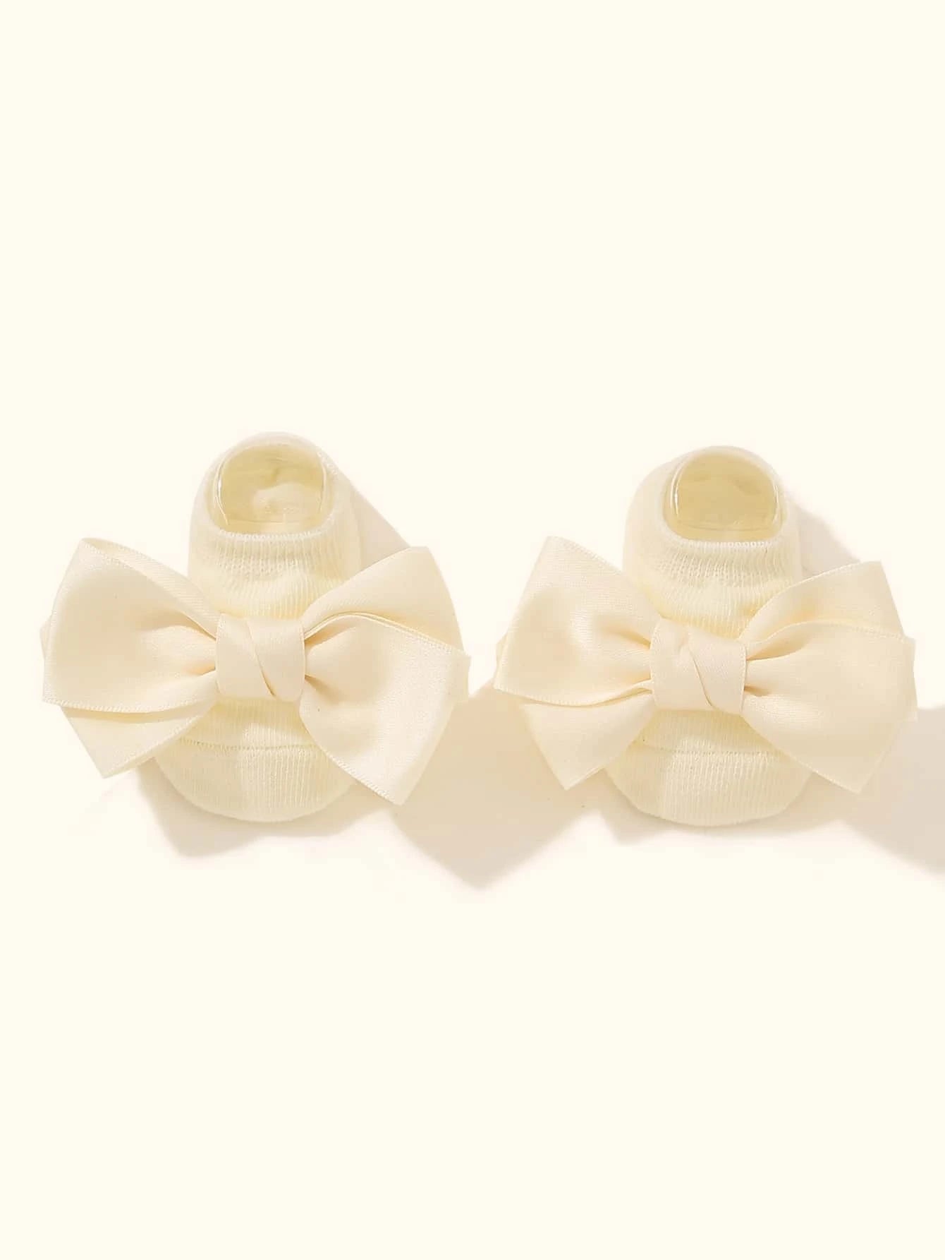 Baby Beige Bow Socks