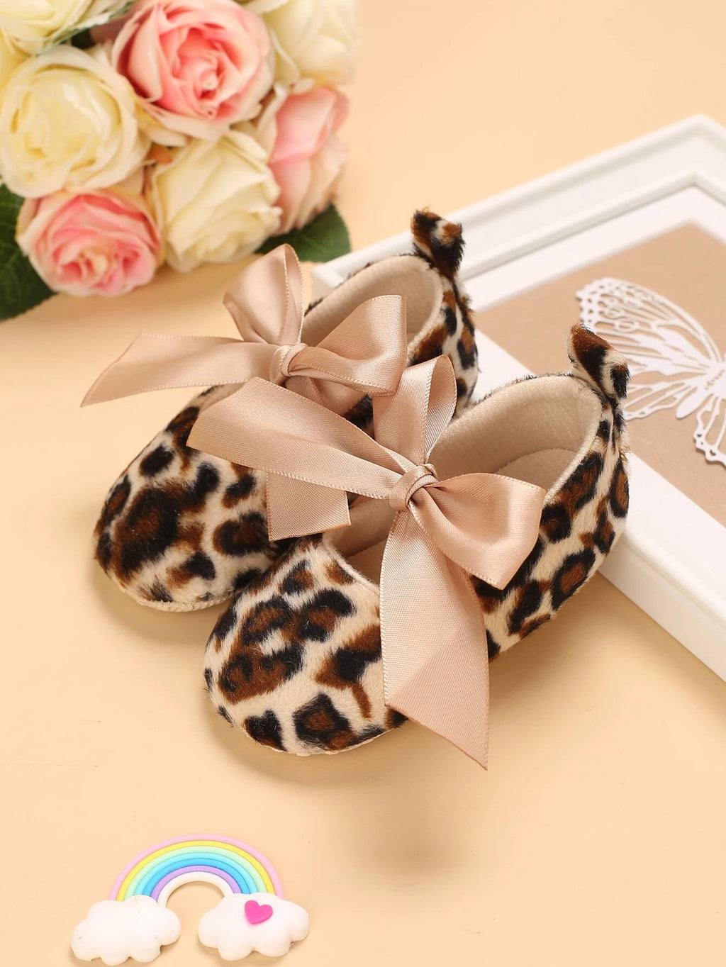 Baby Leopard Print Flats With Bow