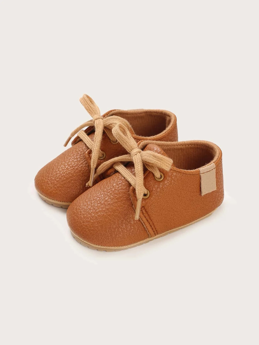 Baby Unisex Leather Lace Up Brown