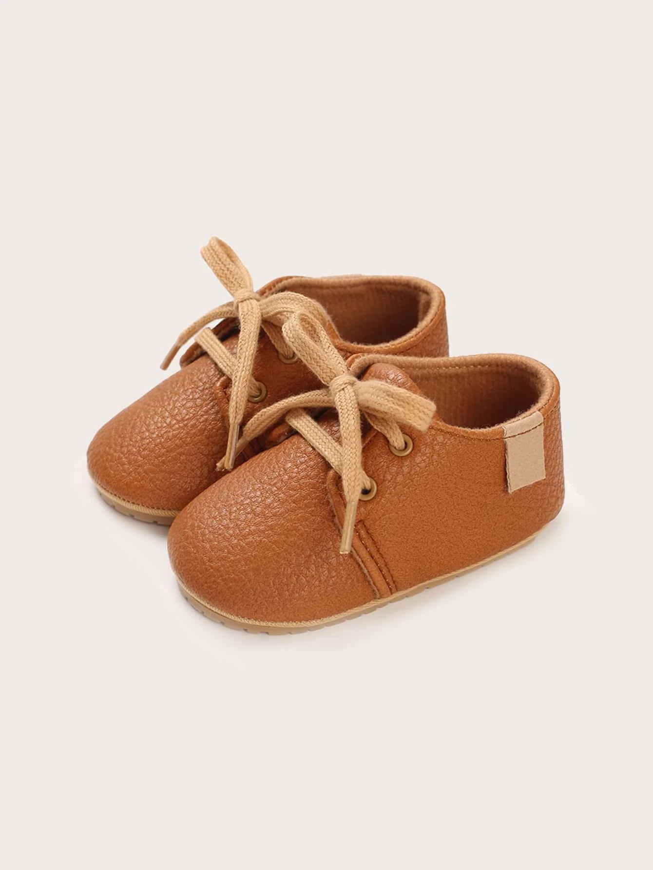 Baby Unisex Leather Lace Up Brown