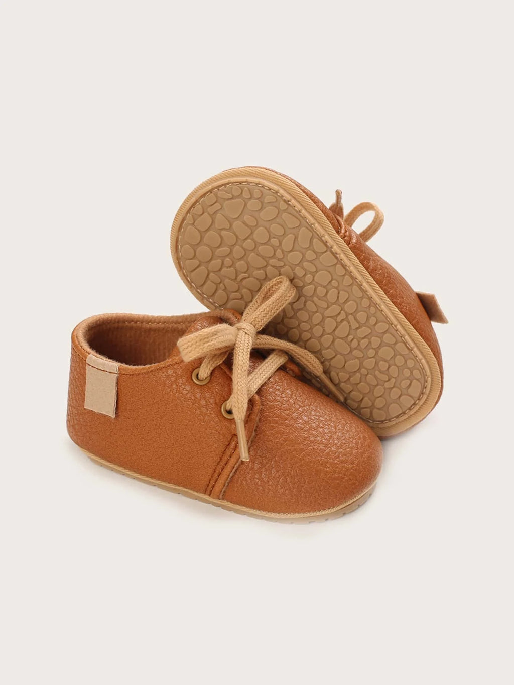 Baby Unisex Leather Lace Up Brown