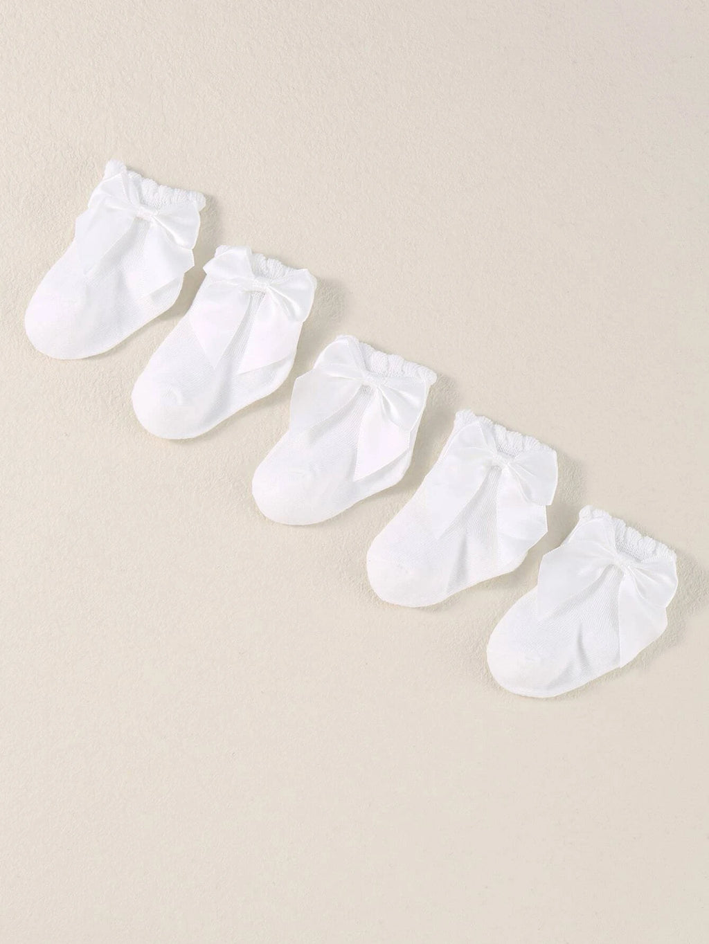Baby White Bow Socks 0-6 Months
