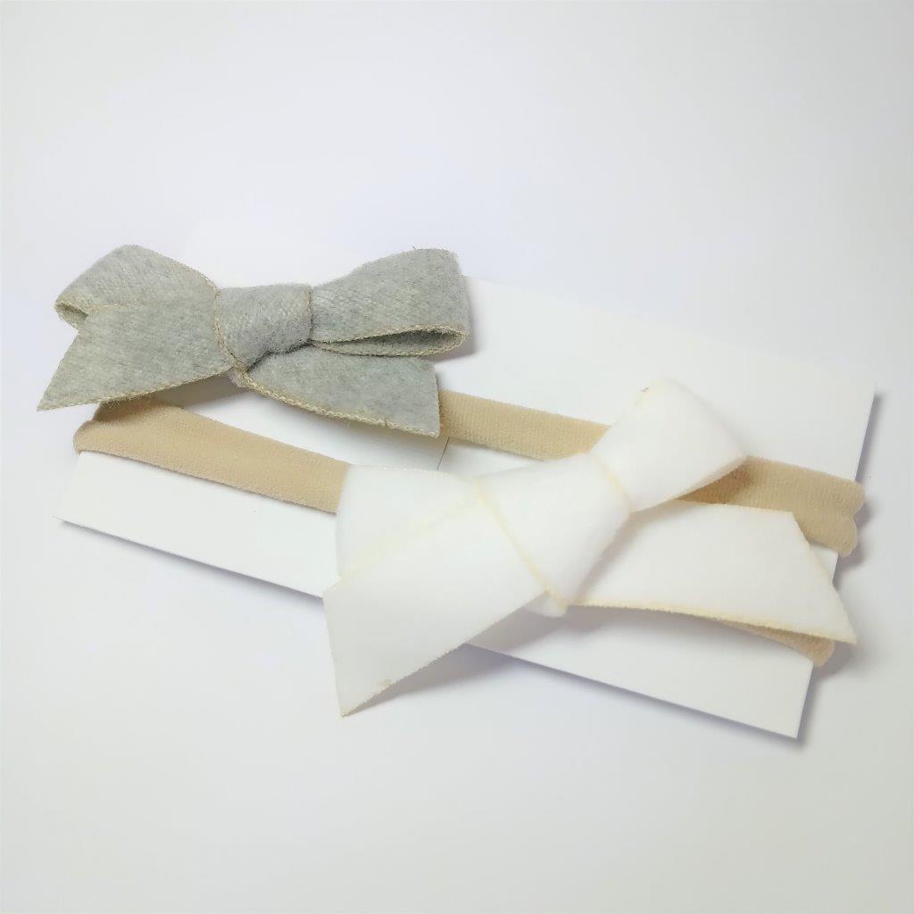 Baby 2 Piece Bow Headband Set Grey