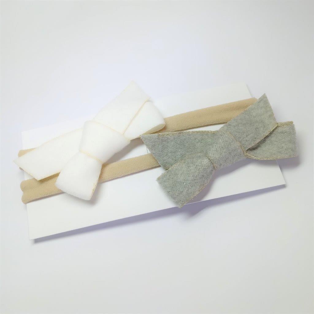 Baby 2 Piece Bow Headband Set Grey
