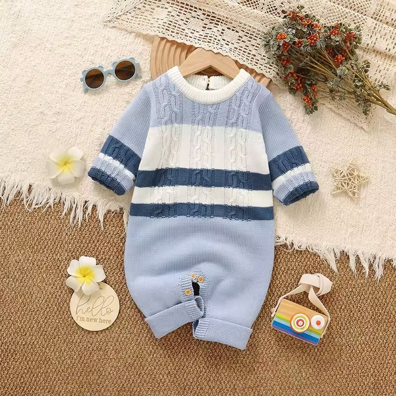 Baby Blue Cable Knitted Jumpsuit