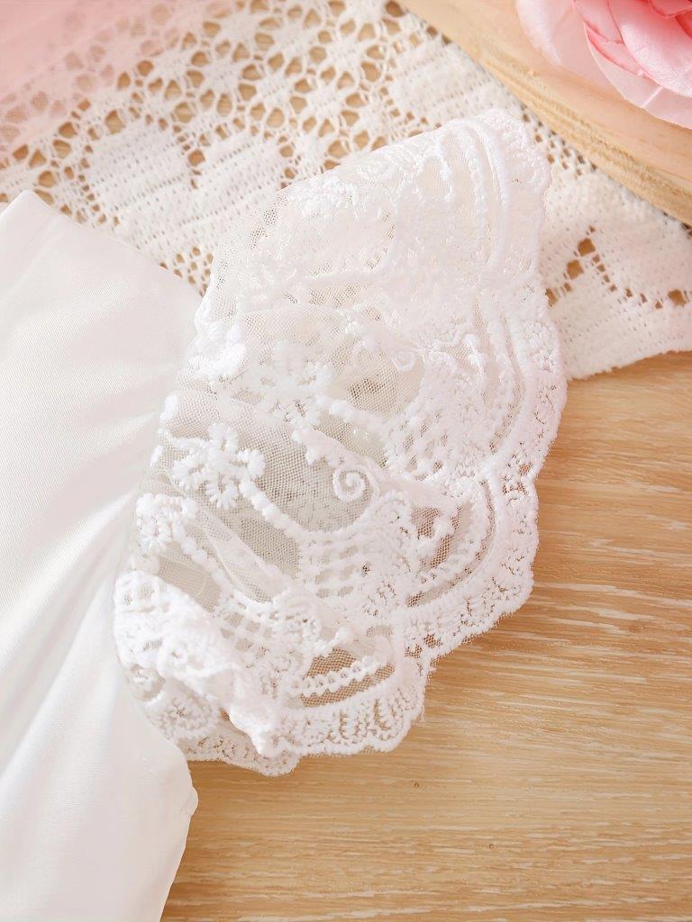 Baby White Lace Layered Bow Dress