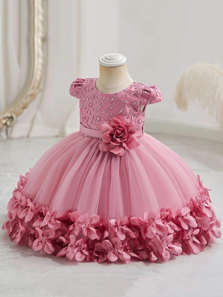 Baby Embroidery Puffy Flower Princess Dress