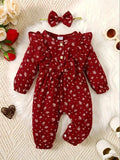 Baby Bow Flower Pattern Romper Set