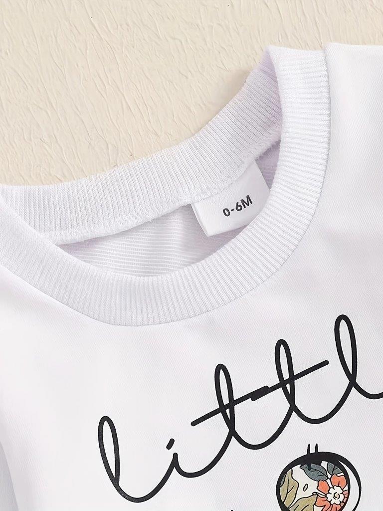Baby Little Sis Letter Pullover And Pants Set