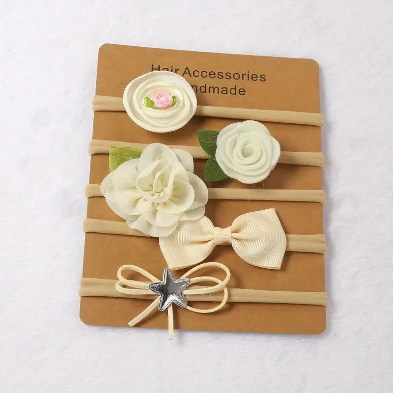 Baby 5 Piece Headband Set Apricot