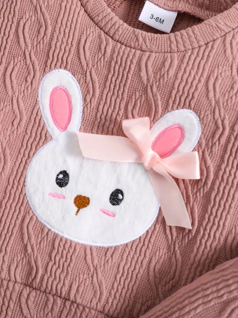 Baby Cute Bunny Cartoon Pullover And Pants Set