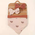 Baby Reversable Bandana Beige Bib With 2 Piece Headband Set