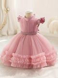 Baby Flared Diamante And Pearl Belted Princess Dress