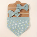 Baby Reversable Bandana Daisy Bib With 2 Piece Headband Set