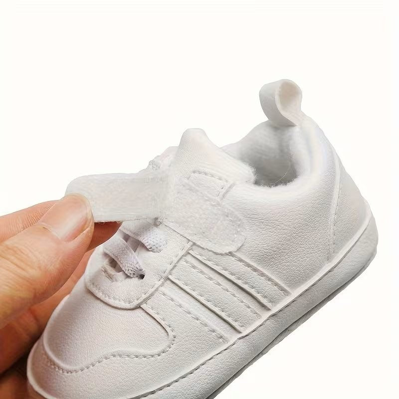 Baby White Unisex Strap Sneakers