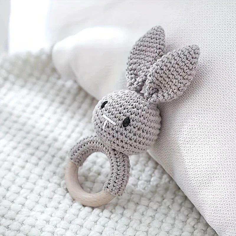 Baby Crochet Rabbit Rattle Grey