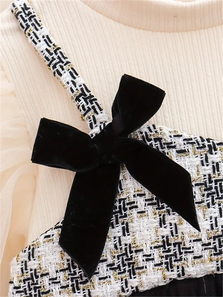 Baby Double Bow Sparkling Mesh Dress