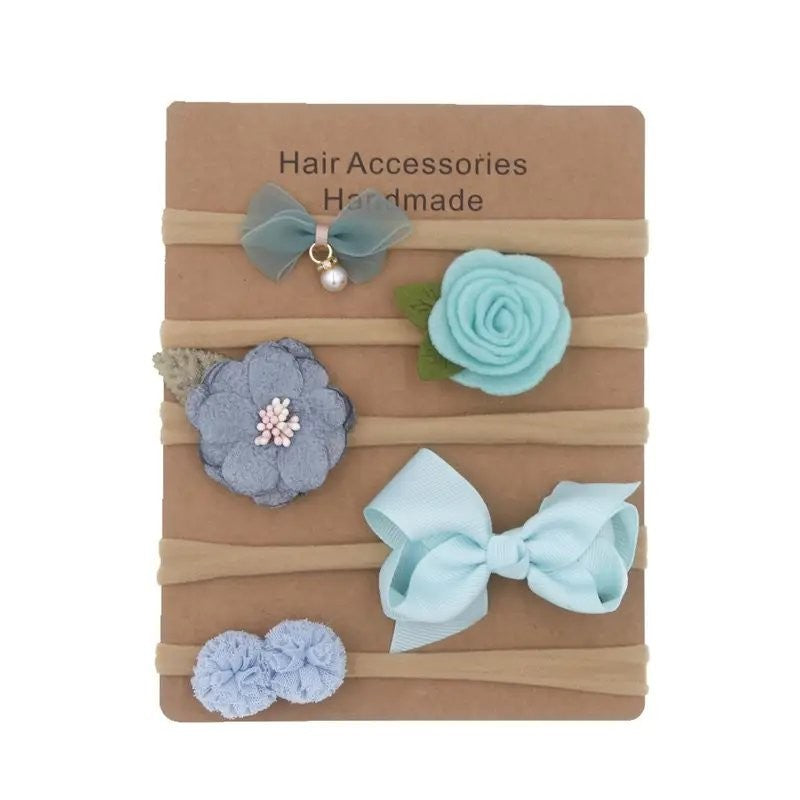 Baby 5 Piece Headband Set Light Blue