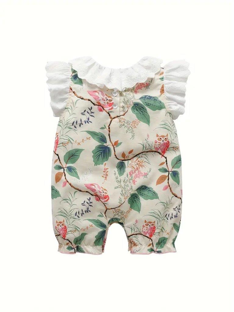 Baby Forest Print Romper With Headband Set