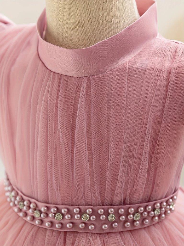 Baby Flared Diamante And Pearl Belted Princess Dress