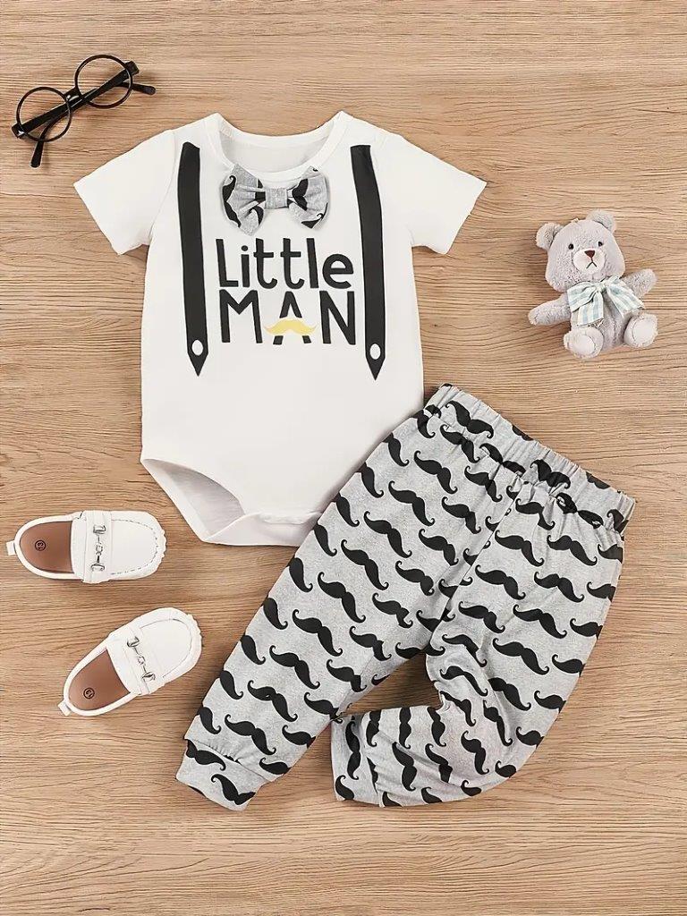 Baby Little Man Bow Tie Bodysuit And Pants Set