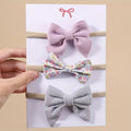 Baby 3 Piece Cute Bow Headband Set Mauve