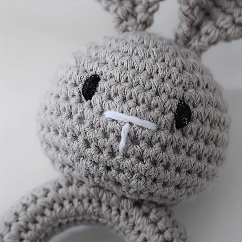 Baby Crochet Rabbit Rattle Grey