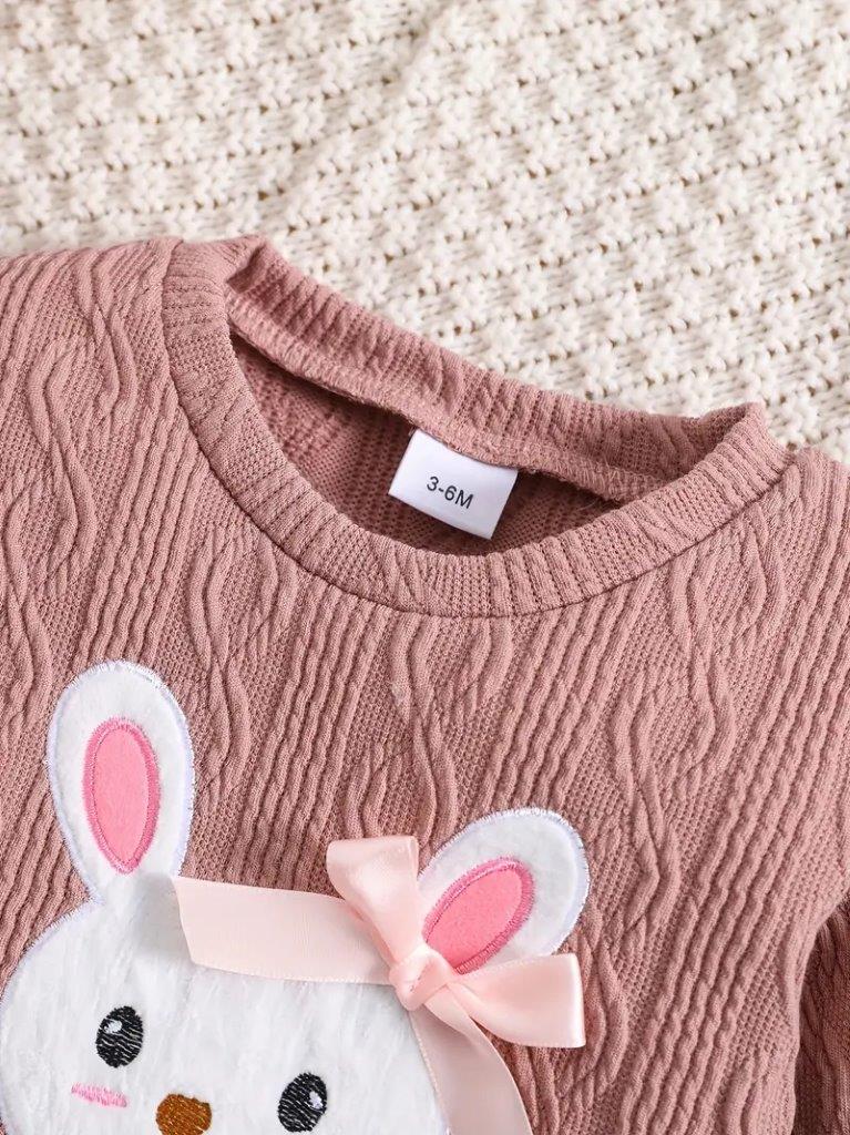 Baby Cute Bunny Cartoon Pullover And Pants Set