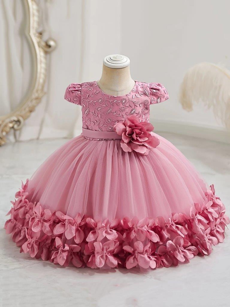 Baby Embroidery Puffy Flower Princess Dress