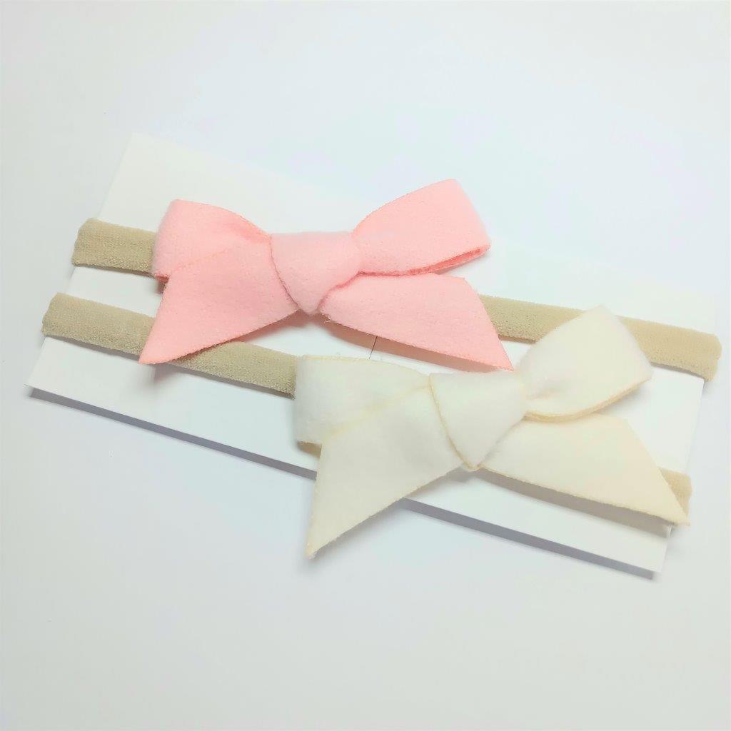 Baby 2 Piece Bow Headband Set Pink