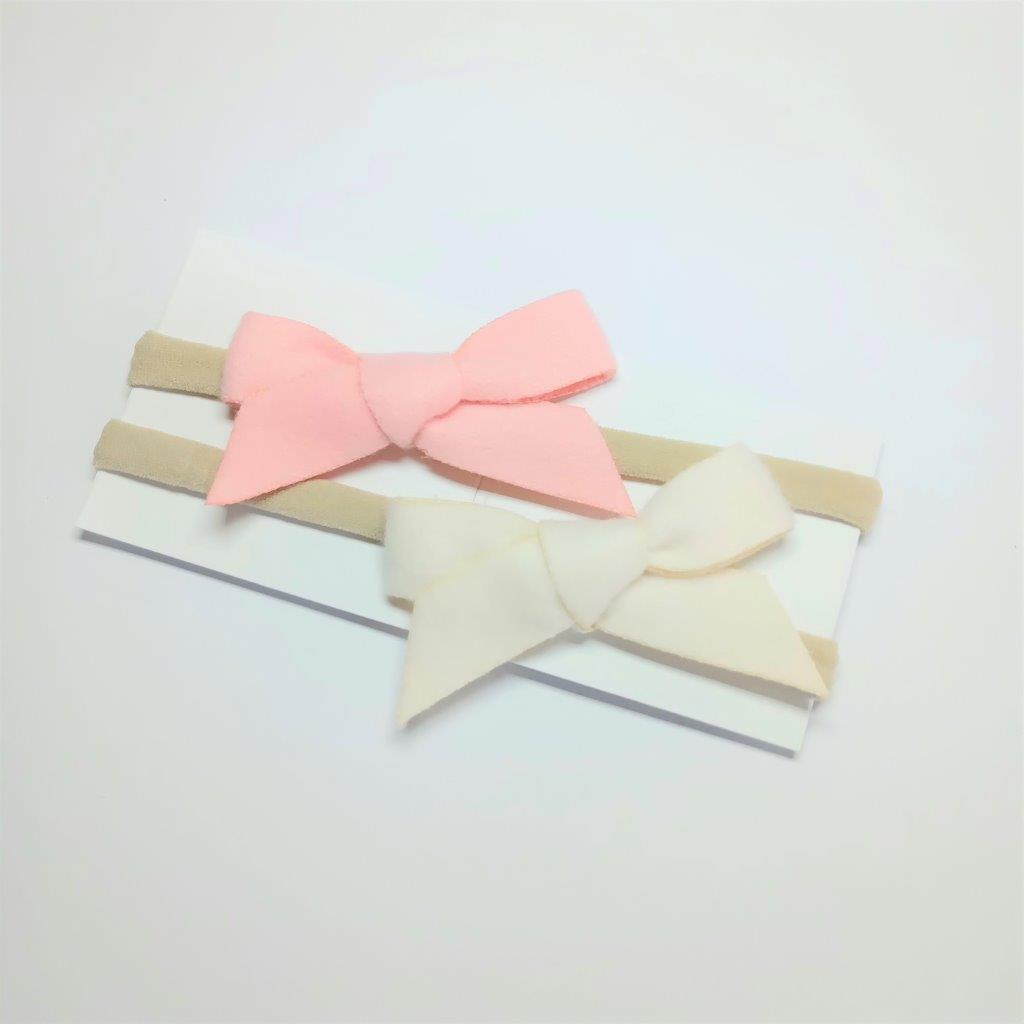 Baby 2 Piece Bow Headband Set Pink