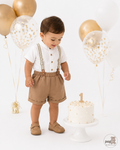 Baby 3 Piece Button Shirt Suspender Gentleman Outfit