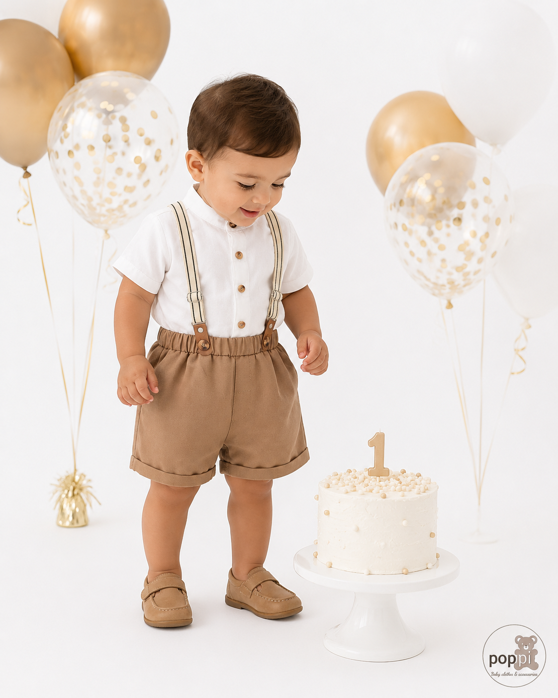 Baby 3 Piece Button Shirt Suspender Gentleman Outfit