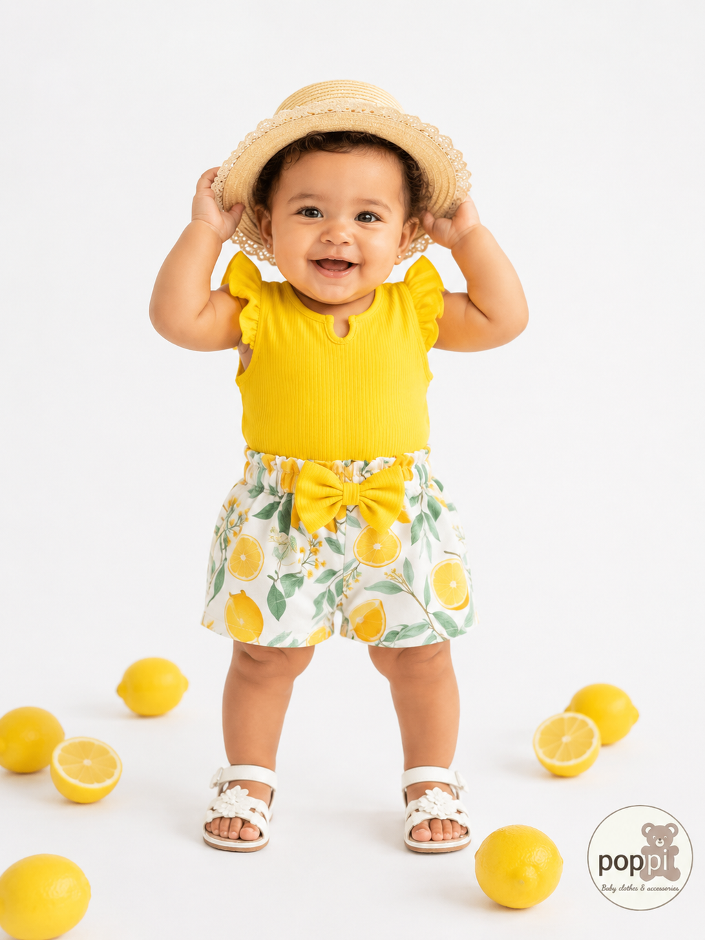 Baby Summer Lemon Print Short And Tee Set