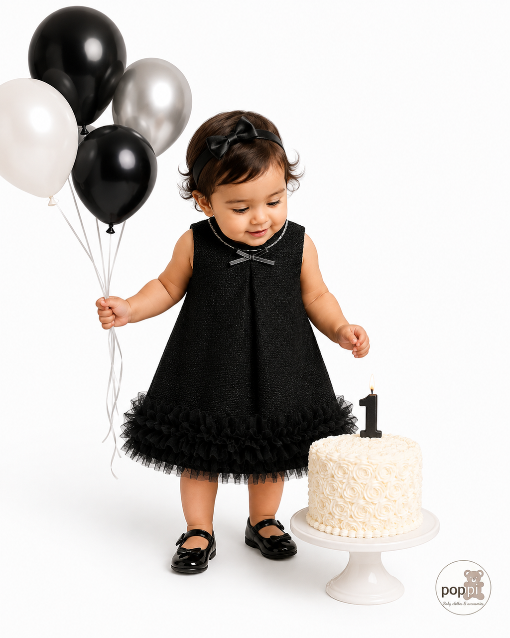 Baby Elegant Tweed Mesh Dress Black