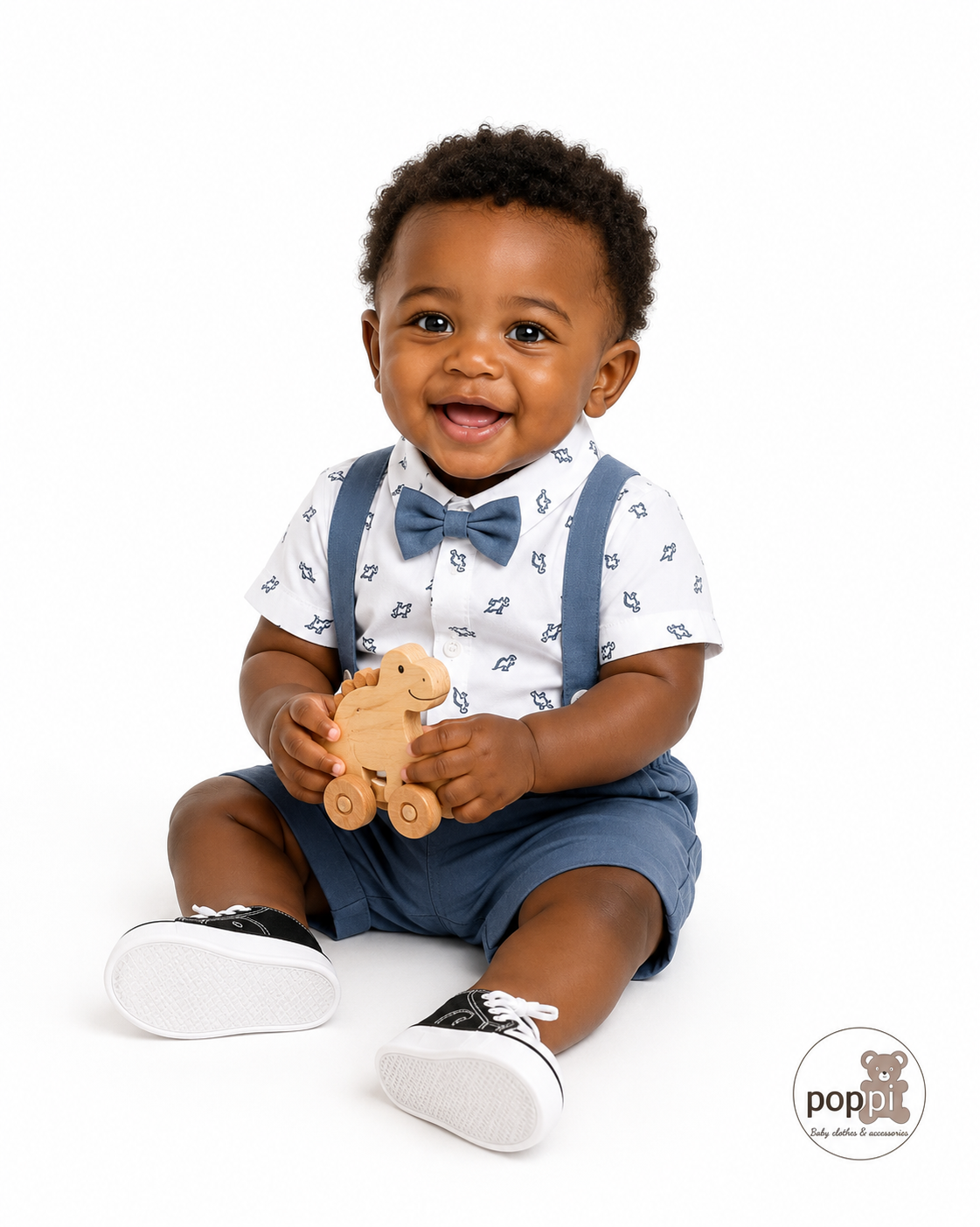 Baby Dinosaur Bow Tie Formal Outfit Blue