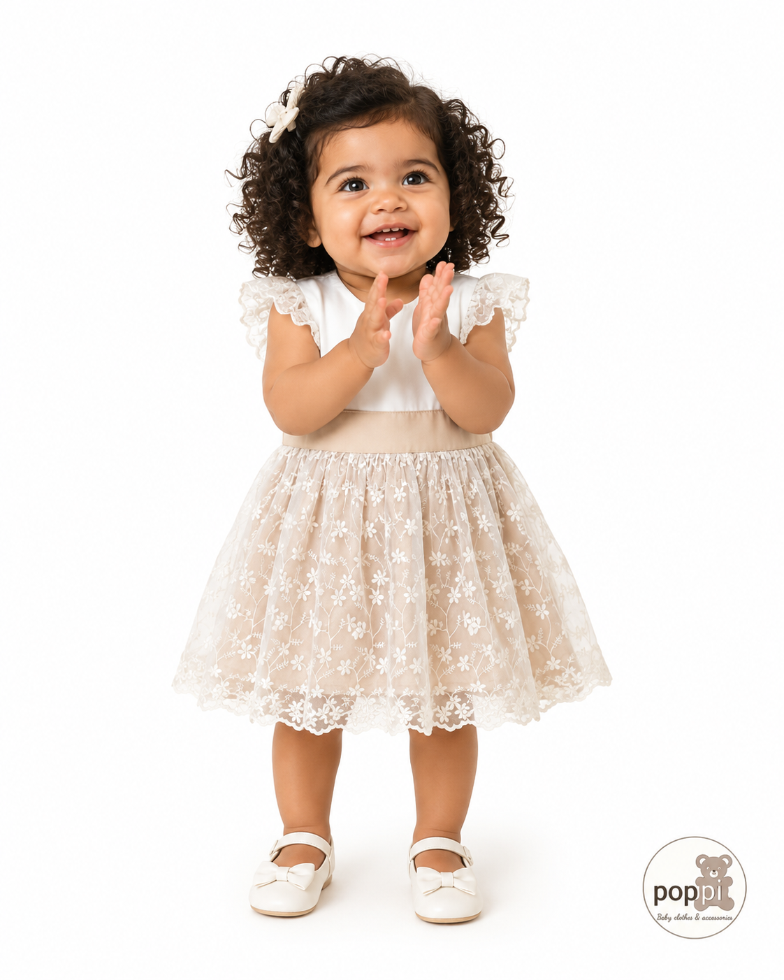Baby Ruffle Sleeve Lace Flared Dress