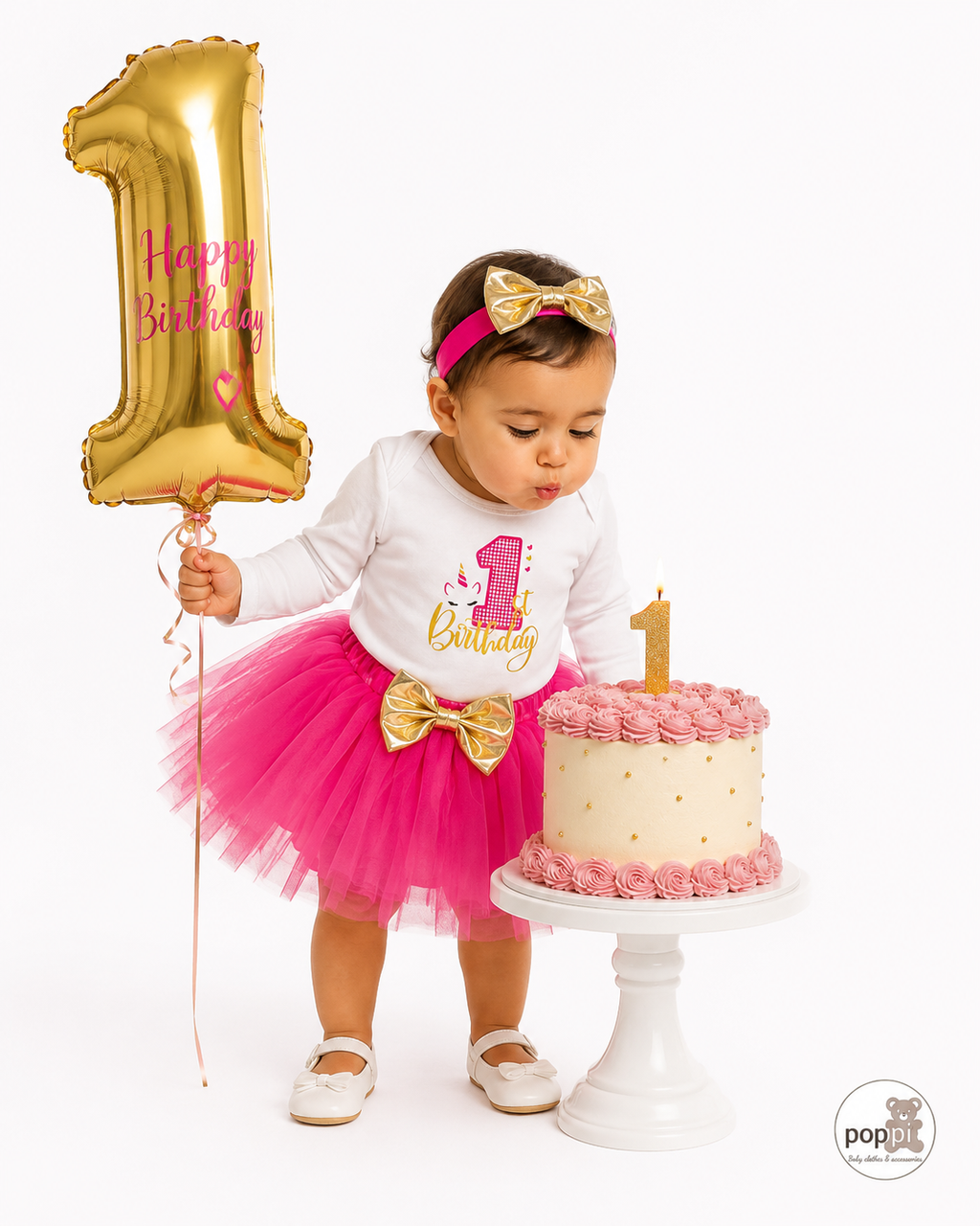 Baby One Year Old Birthday Set Gold