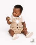 Baby 2 In 1 Bow Tie Vest And Shorts Set Brown