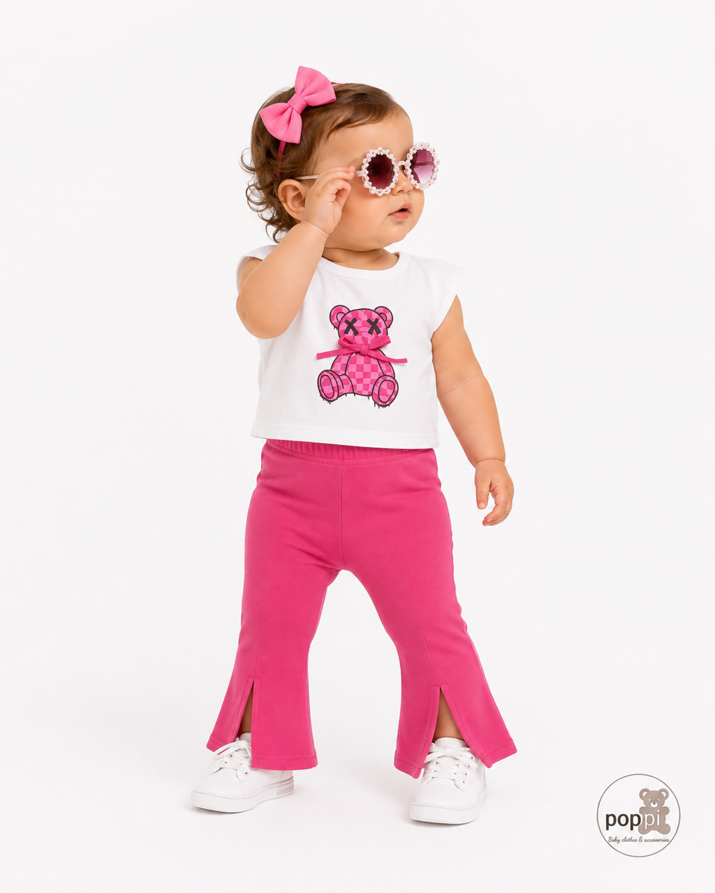 Baby Tank Top And Flare Pants Set Pink