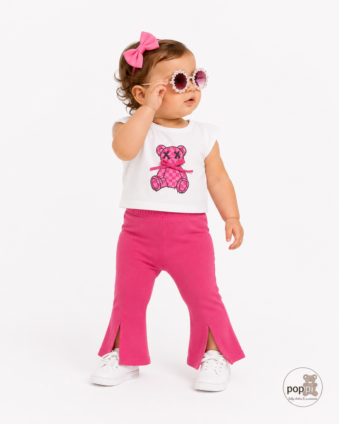 Baby Tank Top And Flare Pants Set Pink