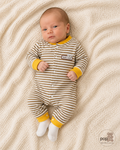 Baby Khaki Stripe Button Up Jumpsuit