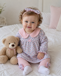 Baby 3 Piece Spring Flower Pattern Top With Ribbed Leggings Set