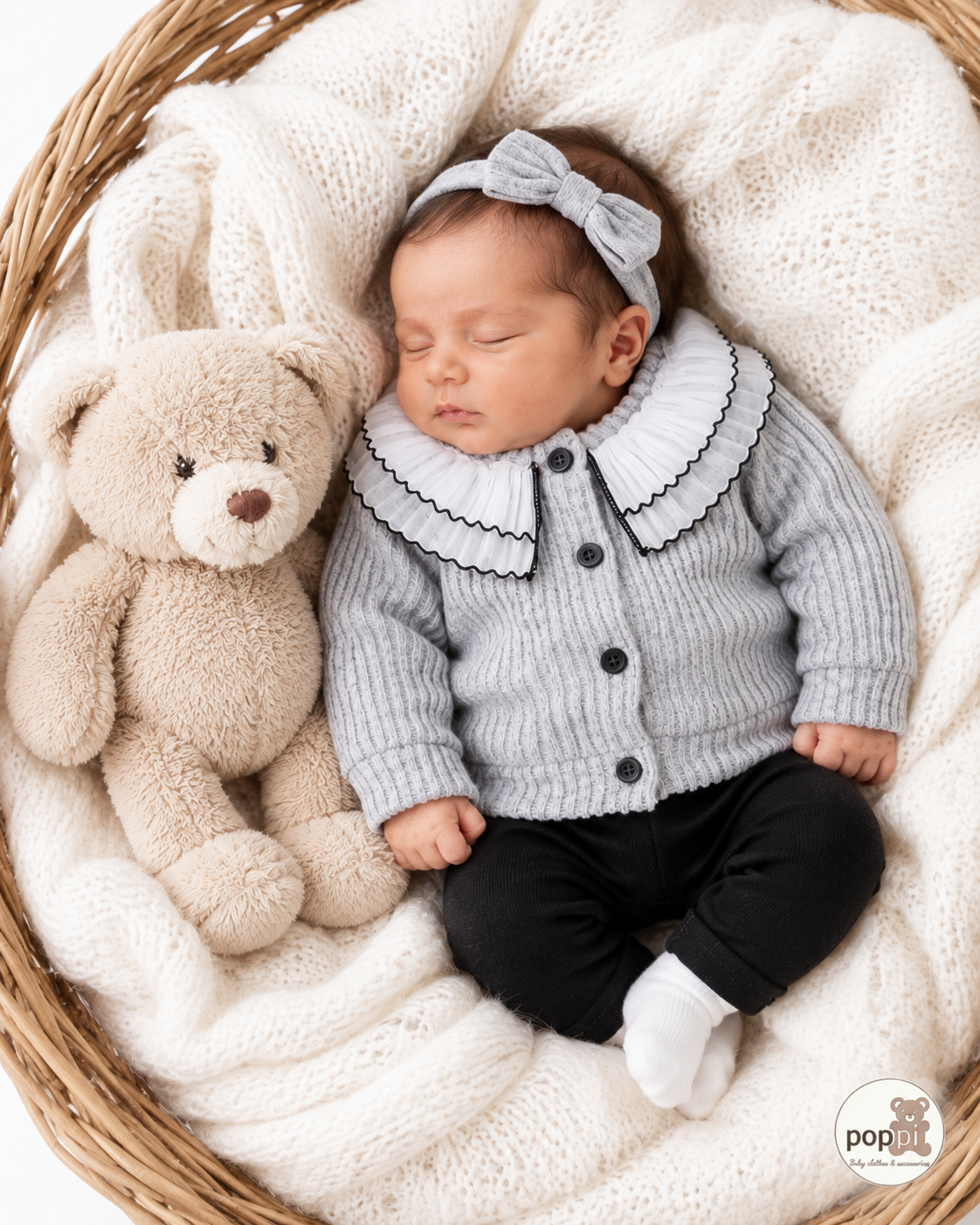 Baby 2 Piece Grey Cardigan And Pants Set