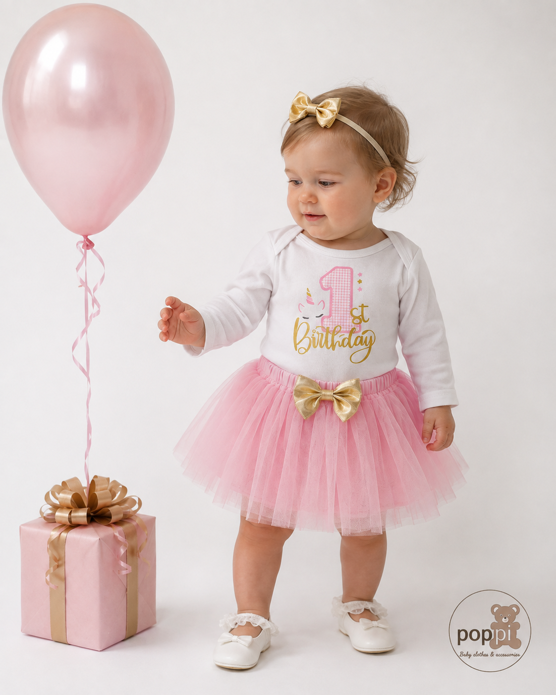 Baby One Year Old Birthday Set Gold Pink