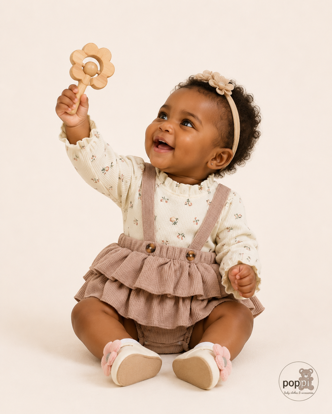 Baby Floral Ribbed Top With Ruffle Bodysuit Dress